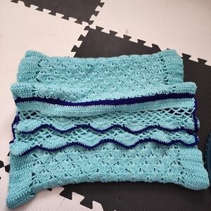 Handcrafted Blue Crochet Blanket